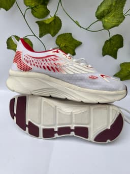 White & Red Mesh Running Sneakers 2
