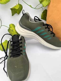 Olive Green Knit Running Shoes 3