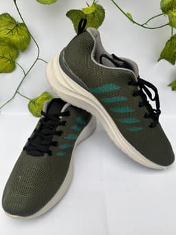 Olive Green Knit Running Shoes 1